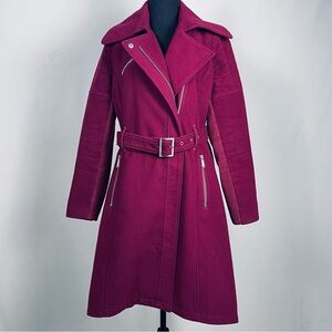 BCBGeneration Womens Berry Pink Fit & Flare Peplum Peacoat Winter Jacket Medium